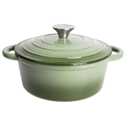 Enameled Cast Iron Dutch Oven: 2.8 Qt. Green Ombre - Lexi Home
