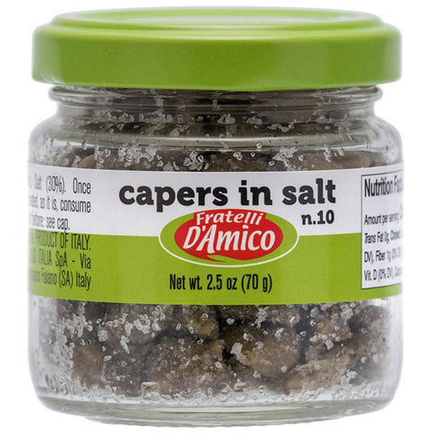 Fratelli D'Amico Capers in Salt #10, 2.5oz - Wholesale Italian Food
