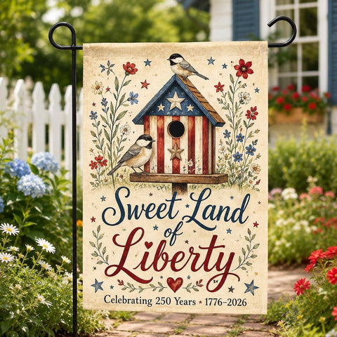 Sweet Land of Liberty, USA 250 Garden Flag: 12"x18" - Flaidora