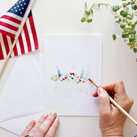 Americana Paintable Watercolor Notecards, Set of 8 - Emily Lex Studio
