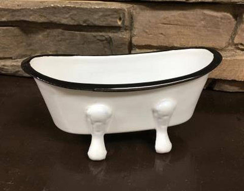Black Rim Enamelware Soap Dish - DNS Designs