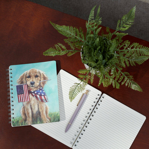Golden Puppy Spiral Notebook, 5.8"x7.5"x0.5" - Primitives by Kathy