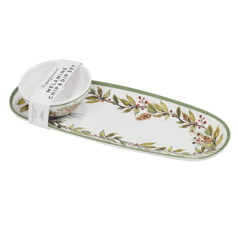 Winters Forest Christmas Oval Tray with Dip Bowl - Certified International