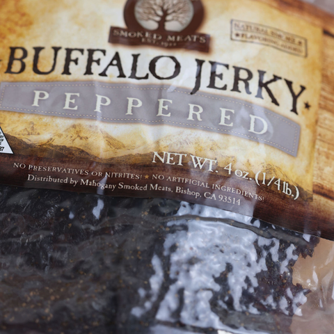 Black Peppered Buffalo Jerky, All-Natural, 3 oz - Mahogany Smoked Meats