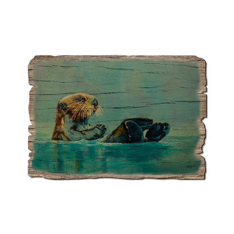 Pools Never Closed Otter. Wood Rustic Edge Postcard - DaydreamHQ