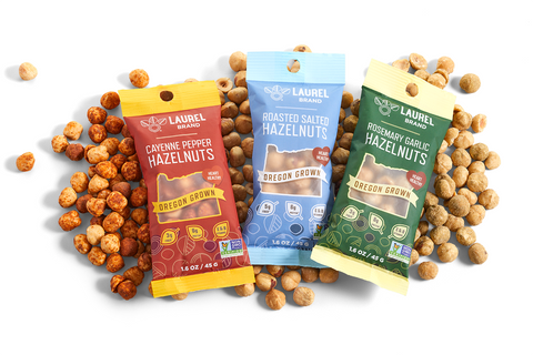 Hazelnut Kernels, Roasted And Salted, 1.6 oz pouch - Laurel Foods