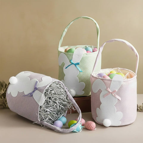 Corduroy Bunny Easter Basket, Yellow - bewell