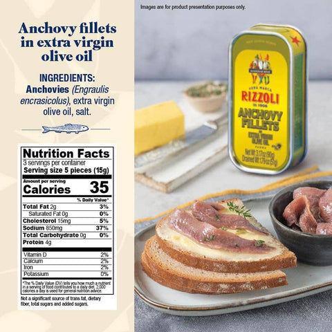 Italian Anchovy Fillets in Olive Oil, 3.17 oz - Rizzoli
