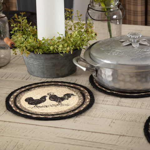Sawyer Mill Charcoal Poultry Jute Trivet, 8 in - VHC Brands