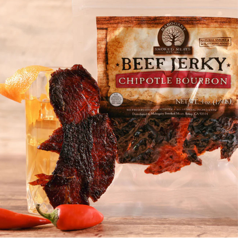 Chipotle Bourbon Beef Jerky, All-Natural, 4oz - Mahogany Smoked Meats