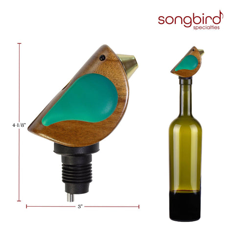 Songbird Specialties® "Singing" Wine Bottle Pourer, Turquoise - Totally Bamboo