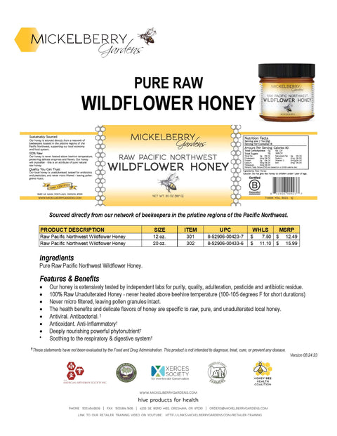 Raw Wildflower Honey, 20oz - Mickelberry Gardens
