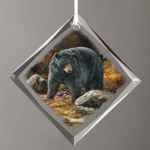 Streamside Black Bear, Glass Ornament - Art Brand Studios