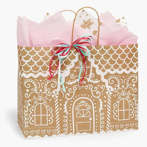 Gingerbread Cottage Paper Retail Gift Bags: Cub 8x4.75x10.25 in - Nashville Wraps