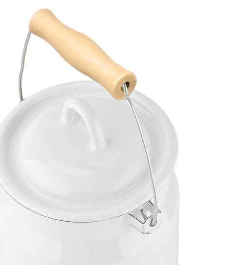 2L Pure White Vintage Enamel Milk Can with Lid - STP