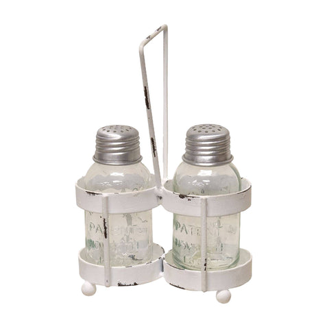 White Wash Salt and Pepper Cady w/Shakers - Col House Designs