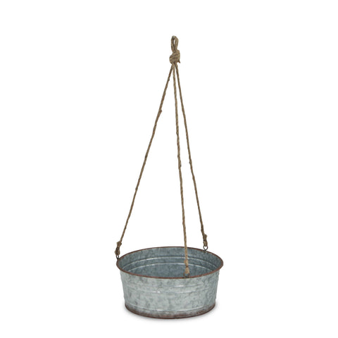 Inara Round Galvanized Hanging Metal Planter: Large - Cheungs Home Decor