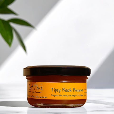 Tipsy Peach Preserve, Irish Whiskey Infused, 7 oz - Eat This Yum