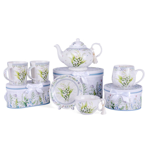 Lily of the Valley Bone China Teapot, 1.14 qt, in Gift Box