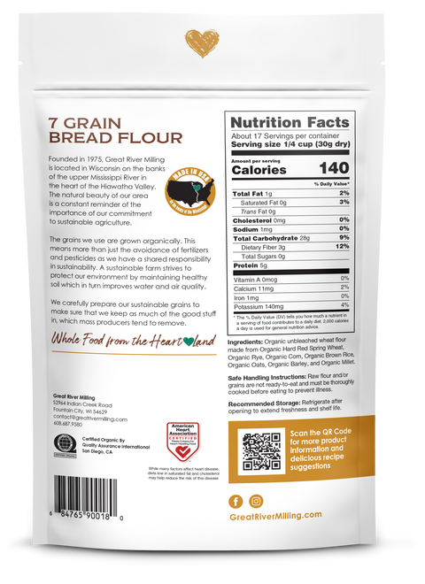 Organic 7 Grain Bread Flour 18oz - Great River Milling