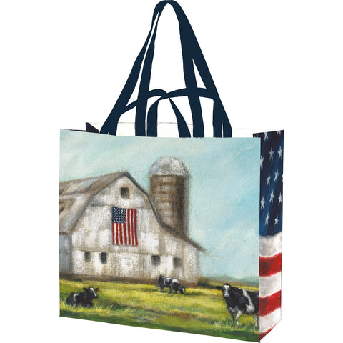 Farm And Flag Market Tote, 15.5"x15.3"x6" - Primitives by Kathy