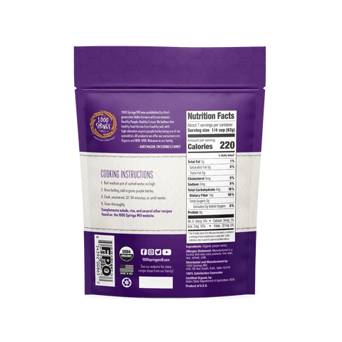 16 oz. Organic Purple Barley - 1000 Springs Mill