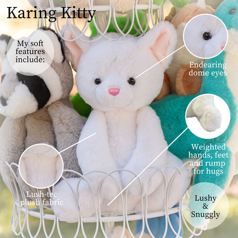 Karing Kitty White Lushee Plush, 16" - Beverly Hills Teddy Bear Company