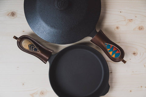 Panhandler Cast Iron Handle Cover: Chestnut Leather - Howl Goods