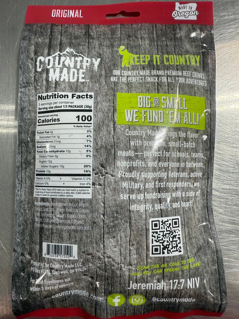 Original Flavored Jerky, Beef, 3 oz - Country Made