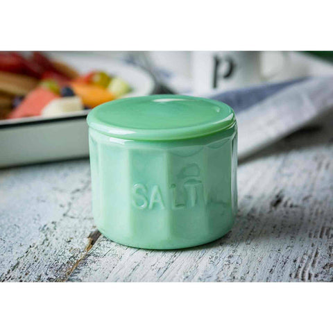 Salt Cellar With Lid, 9 oz - Jadeite Glass Collection - TableCraft