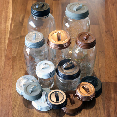 Galvanized Metal Handle Canister Lid for Mason Jars: Wide mouth - Mason Jar Lifestyle
