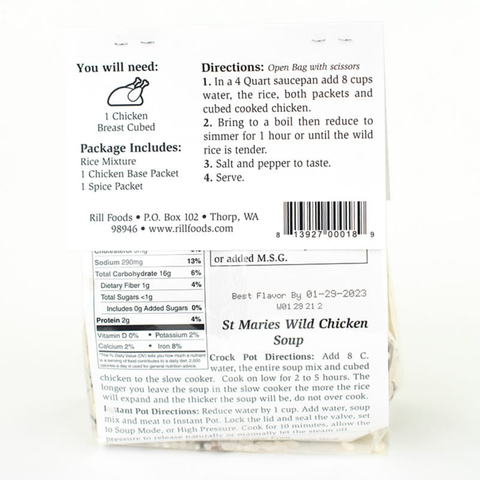 St Marie's Wild Rice and Chicken Soup Mix, Large, 8 oz, Serves 10 - Rill Foods