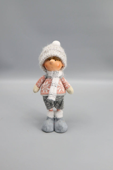 Boy with Gray Hat Fabric Christmas Decoration - STP