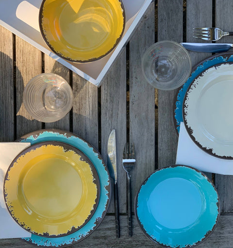Melamine Dinnerware, Set of 12, Multicolor - Fox Run Brands