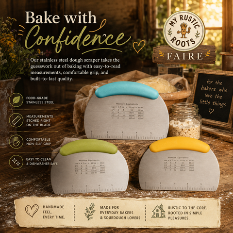 Stainless Steel Dough Scraper | Bench Scraper for Baking: Yellow - My Rustic Roots