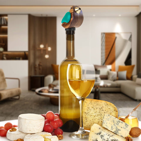 Songbird Specialties® "Singing" Wine Bottle Pourer, Turquoise - Totally Bamboo