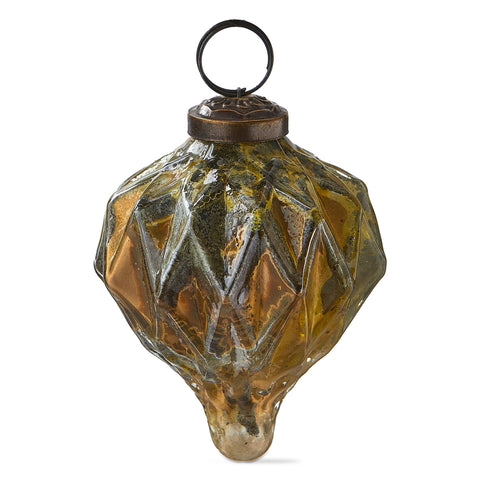 Gilded Gold Glass Drop 3" Christmas Ornament - tag