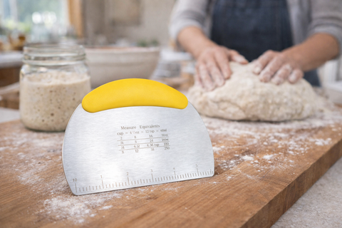 Stainless Steel Dough Scraper | Bench Scraper for Baking: Yellow - My Rustic Roots