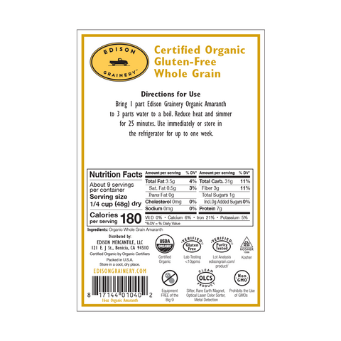 Organic Amaranth, 16 oz - Edison Grainery