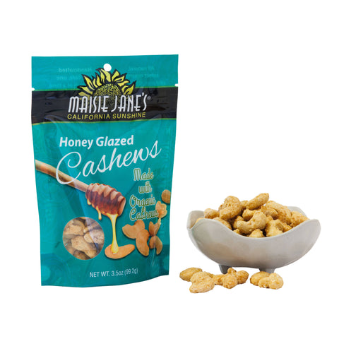 Honey Glazed Cashews Made with Organic Cashews, 3.5oz - Maisie Jane’s