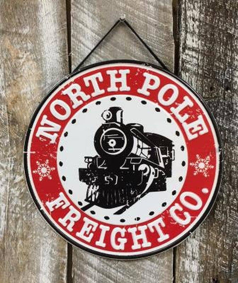 North Pole Freight Company Embossed Metal Sign - DNS Designs