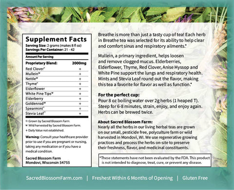 Breathe Herbal Tea, 1.5 oz - Sacred Blossom Farm