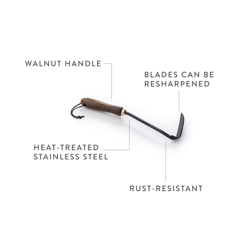 Japanese Weeding Hoe: Walnut/Black, 13" - Barebones