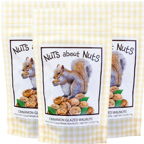 Cinnamon Glazed Walnuts, Squirrel Label, 2.5oz - Maisie Jane’s