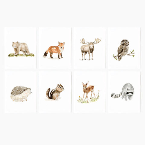 Woodland Animals Assorted Notecards, Set of 8 - Emily Lex Studio