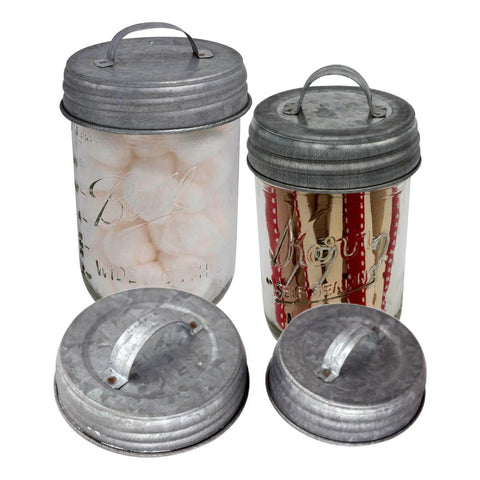 Galvanized Metal Handle Canister Lid for Mason Jars: Wide mouth - Mason Jar Lifestyle