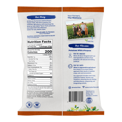 Barbecue Potato Chips, 1.5 oz bag - Roots Potato Chips