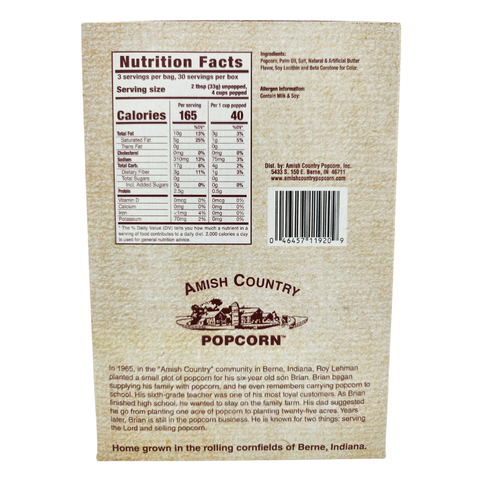 10pk Microwave Buttery White Hulless Popcorn - Amish Country Popcorn