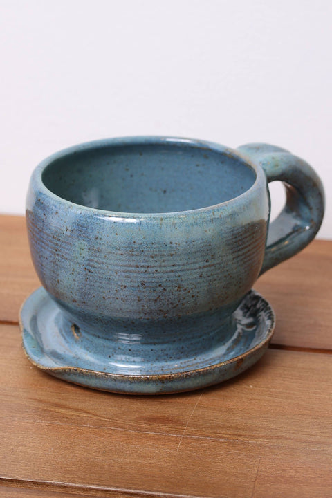 Ceramic Bacon Cooker,  Individual Serving Size in Teal - Sawdust and Clay