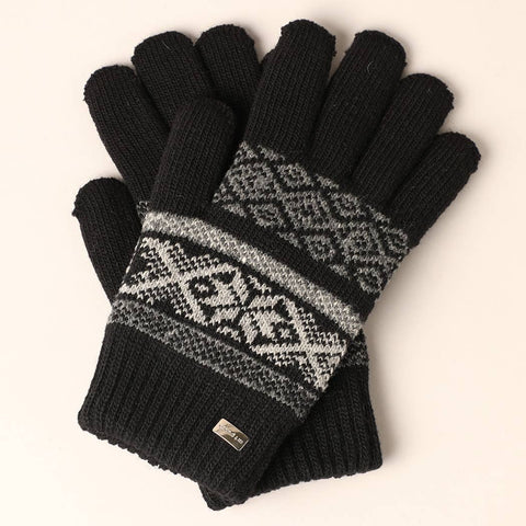 Black Charcoal Men's Premium Wool Blend Knitted Winter Gloves: One Size - Fashion City